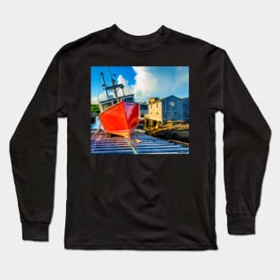 Fishing Boat Harbour Mist Long Sleeve T-Shirt